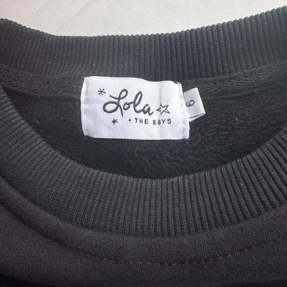 LOLA + THE BOYS Shark Bite Sweatshirt Boys 6 Black White Teeth Jogger Sweater - Picture 5 of 6